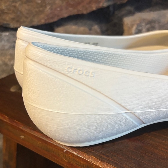 CROCS W7 Cap Toe Ballet Flat Women Stucco Off White and Black - Picture 6 of 8